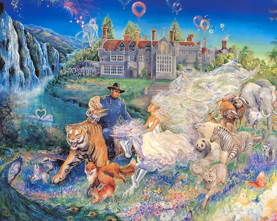 Fantasy Fairy Wedding Unicorn Wild Animals Dream Manor Painting