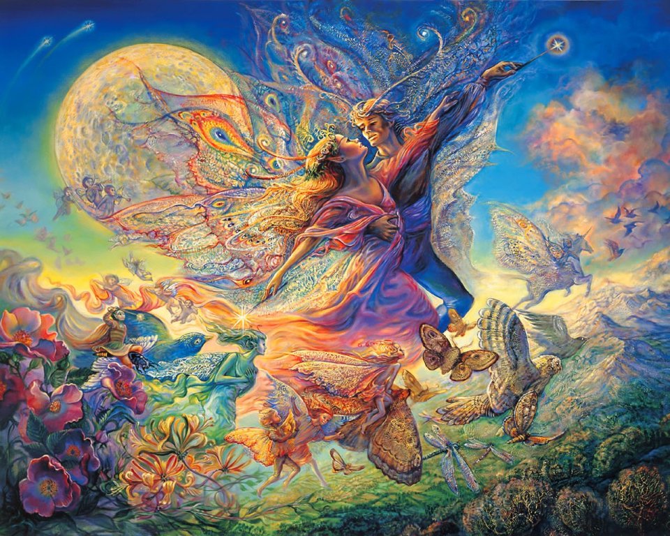 仲夏夜之梦 仙王奥布朗与仙后泰坦妮亚 奇幻艺术油画