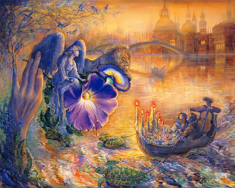 暮光天使 威尼斯水城奇幻幻想油画