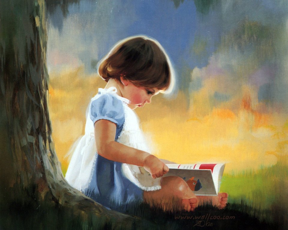 唐纳德·佐兰 树下独自阅读的小女孩 童年主题油画