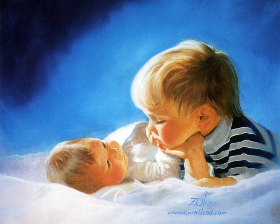 Donald Zolan Brotherly Love Warm Children Oil Painting