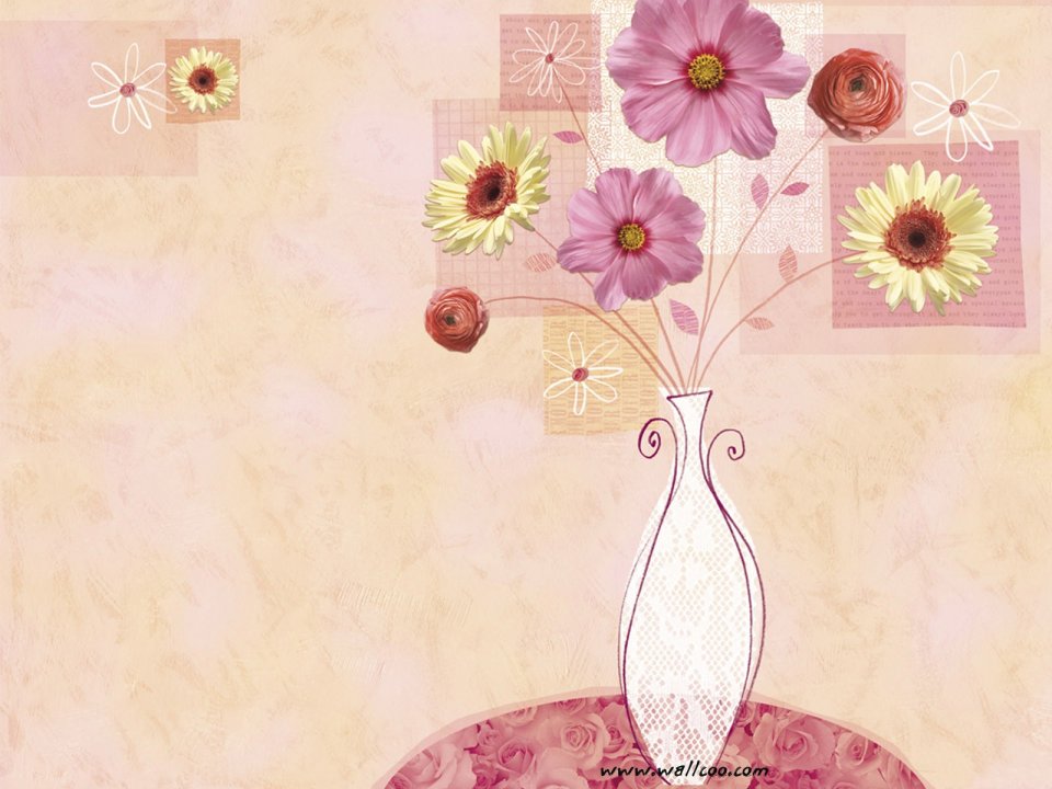Pink Floral Collage Illustration