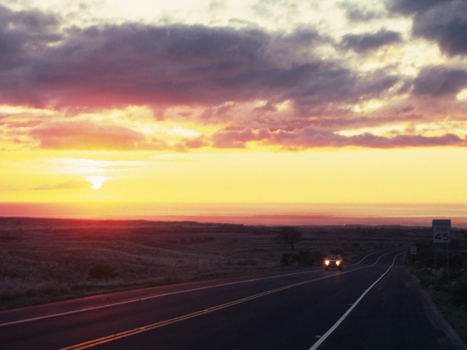 Dusk Sunset Wilderness Highway Road Trip Scenery