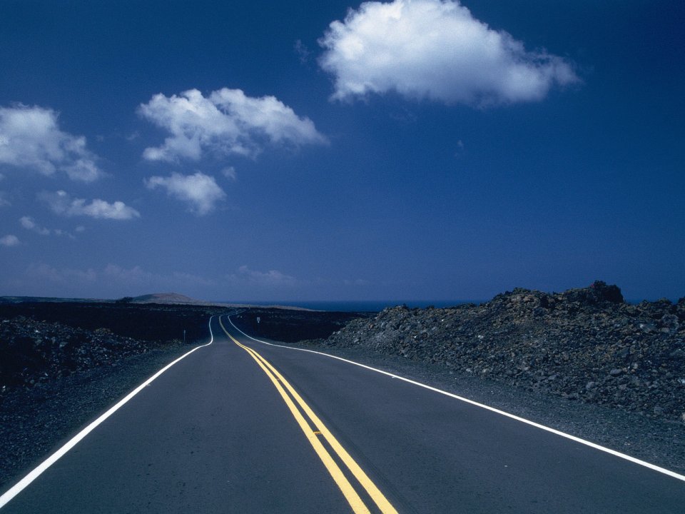 夏威夷火山熔岩旷野滨海公路风光