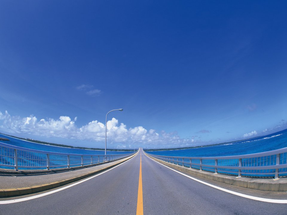 Okinawa Japan Cross Sea Coastal Highway Summer Scenery