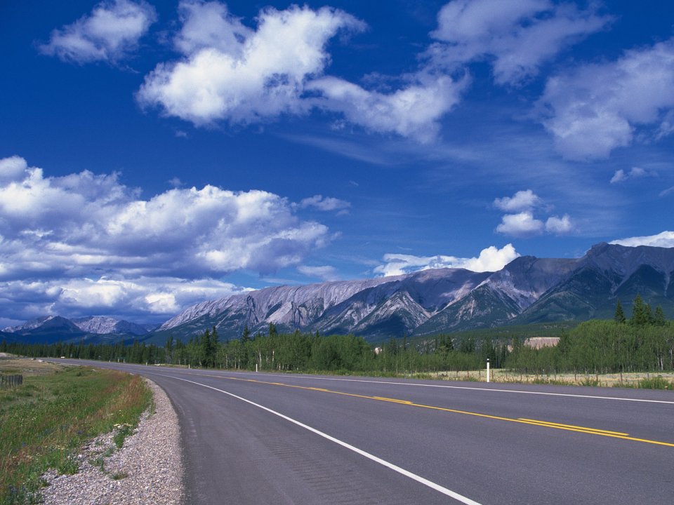 Canada Rocky Mountains Wild Highway Sunny Natural Scenery