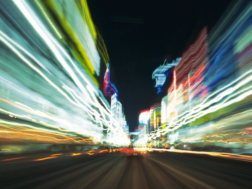 Urban Night Road Long Exposure Dynamic Light Trails Wallpaper