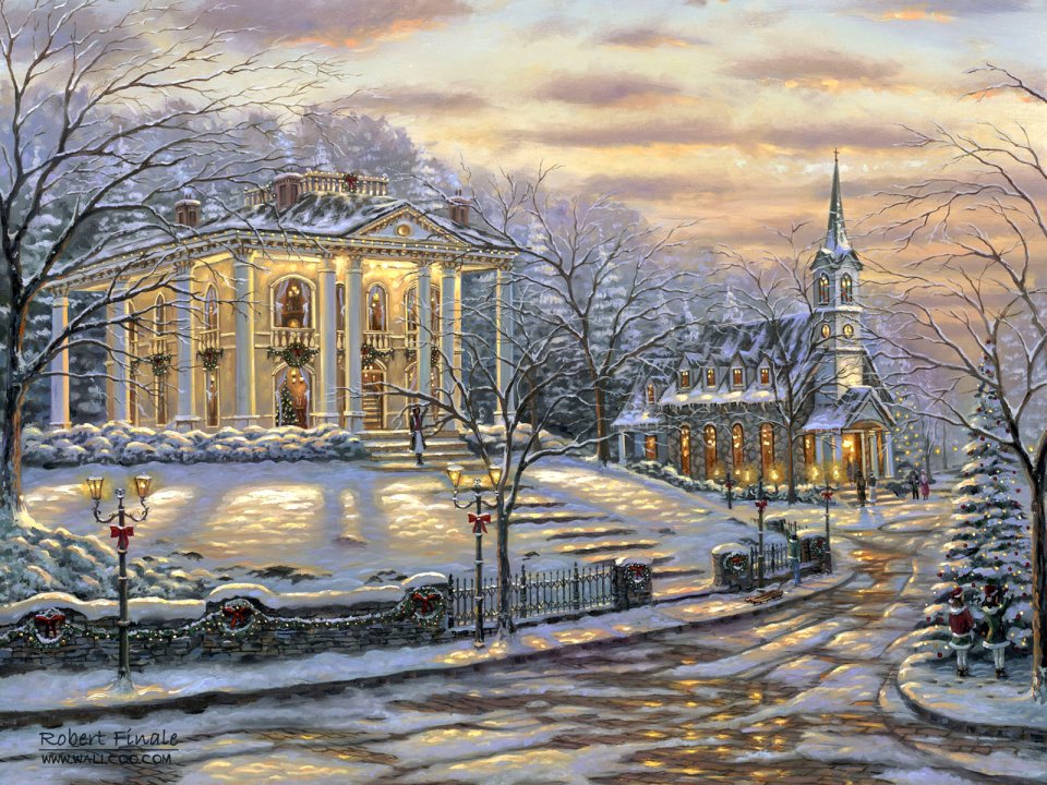 Robert Finale Joys Of Christmas Winter Snow Town Painting