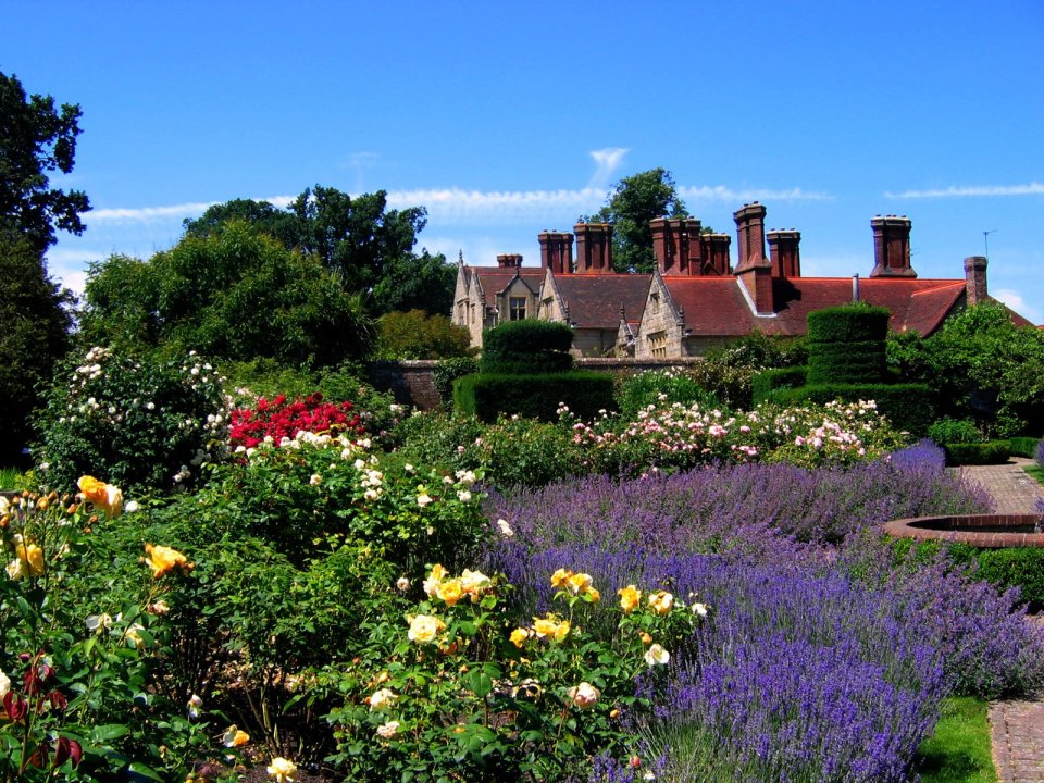 英国西萨塞克斯郡Borde Hill花园 玫瑰与薰衣草夏日盛景