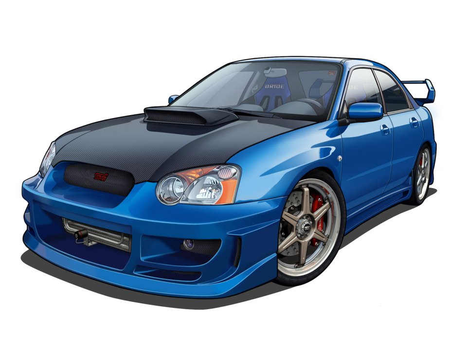 Subaru WRX STI 改装跑车矢量插画