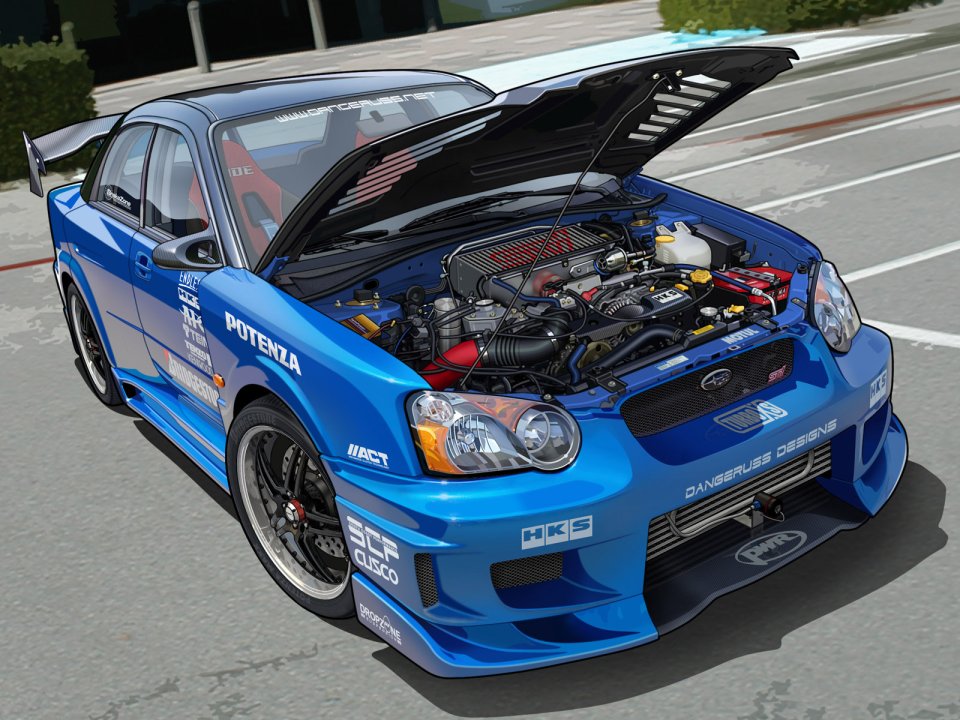 Subaru WRX Modified Engine Illustration