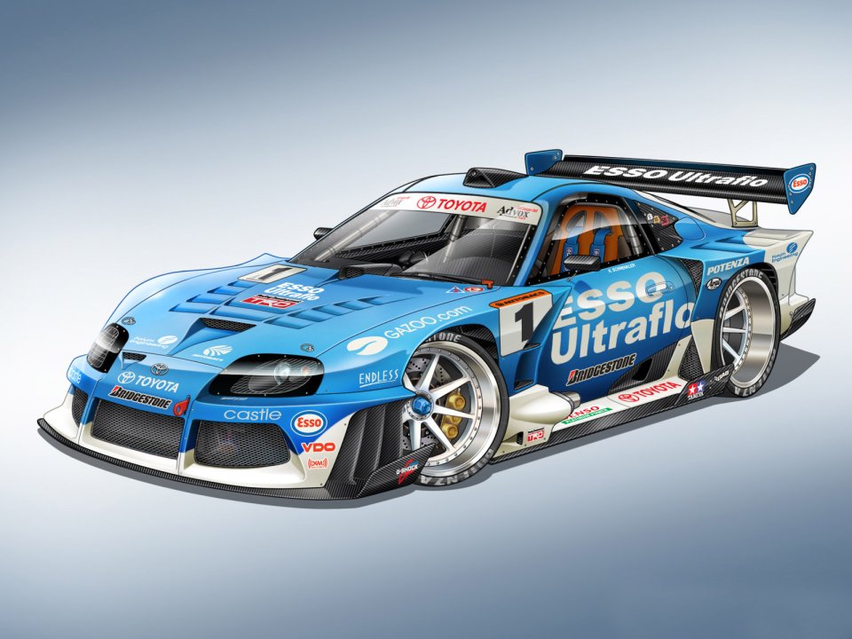 Toyota Supra Super GT Race Car Illustration
