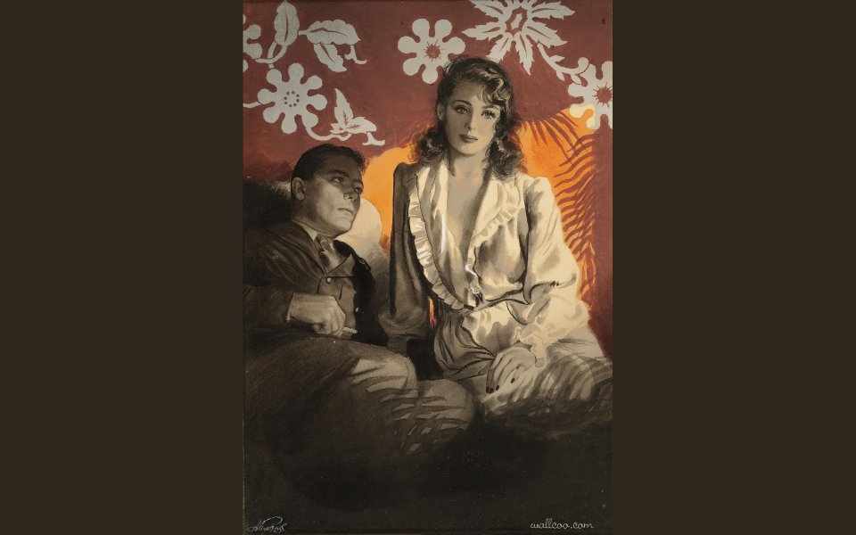 The Conversation Vintage American Couple Scene Illustration