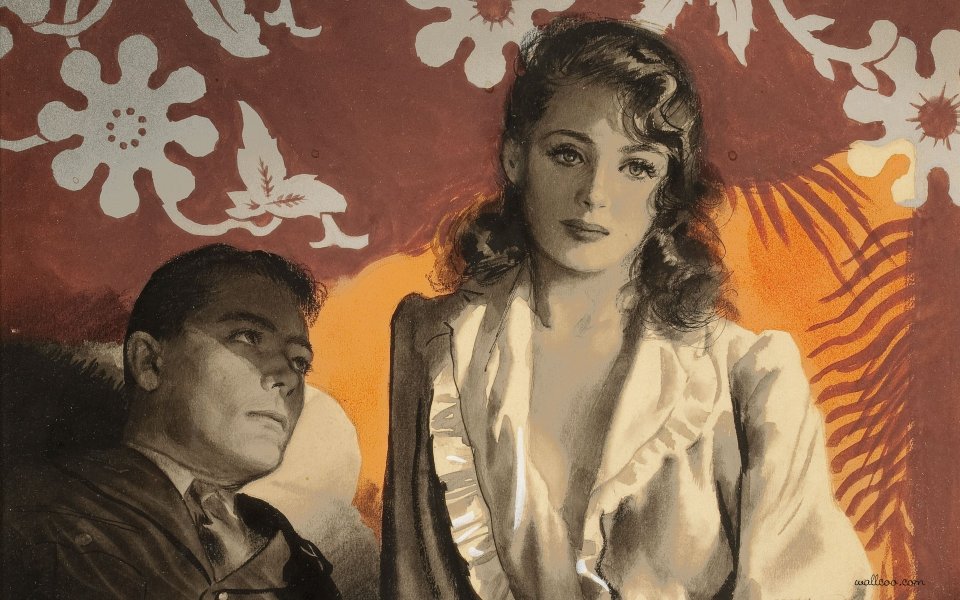 The Conversation Detail Vintage Watercolor Illustration