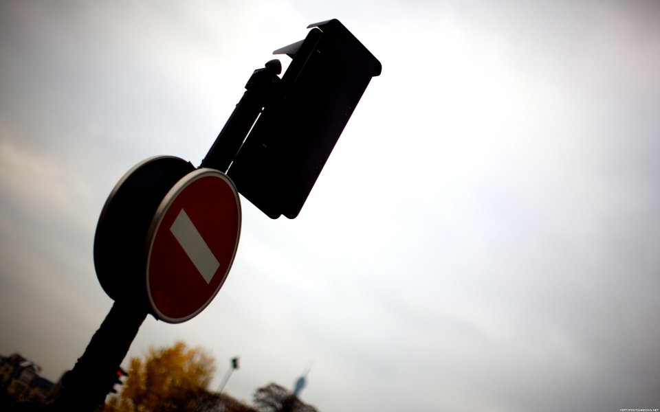No Entry Traffic Sign Low Angle Shot On Cloudy Day