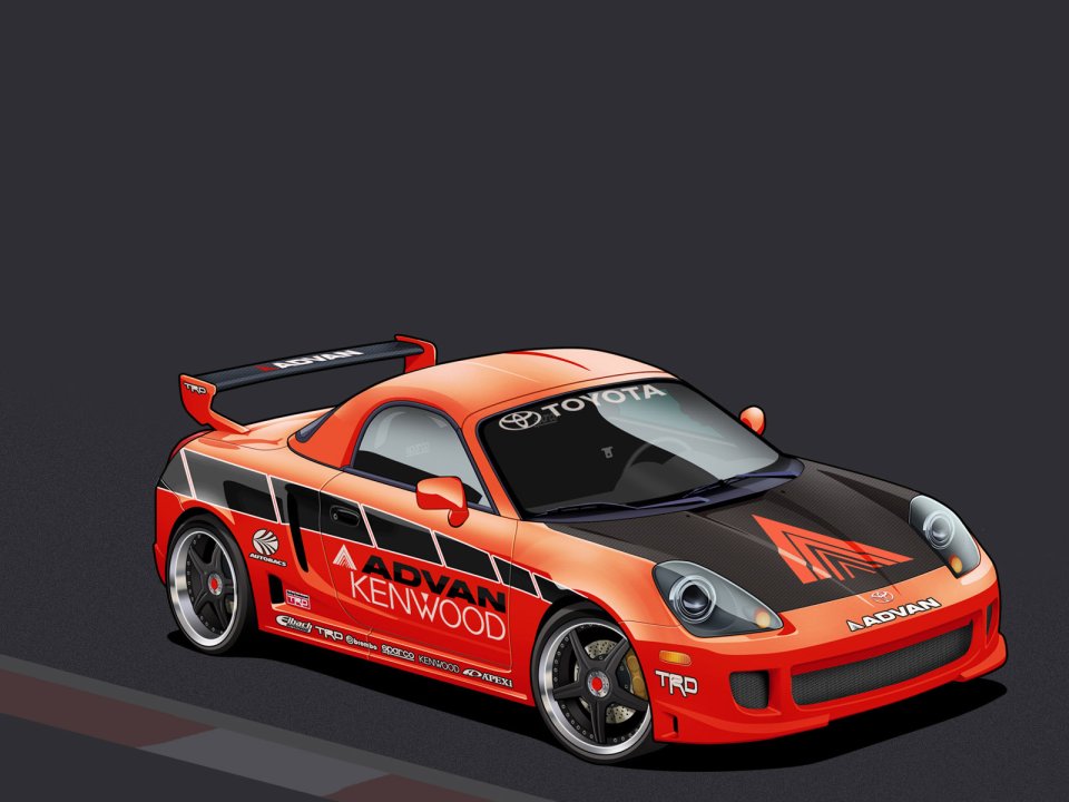 丰田 MR2 改装赛车矢量插画
