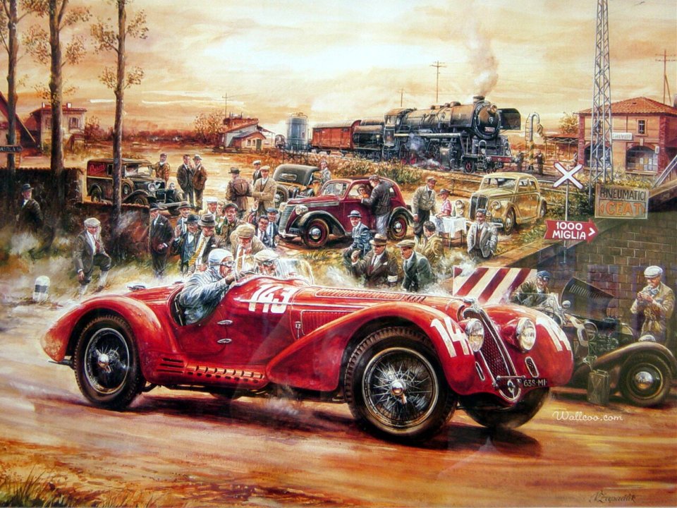 Vaclav Zapadlik 复古油画 千英里耐力赛经典赛车竞速场景