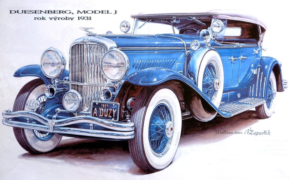 1931 Duesenberg Model J Vintage Car Hand Painted Art