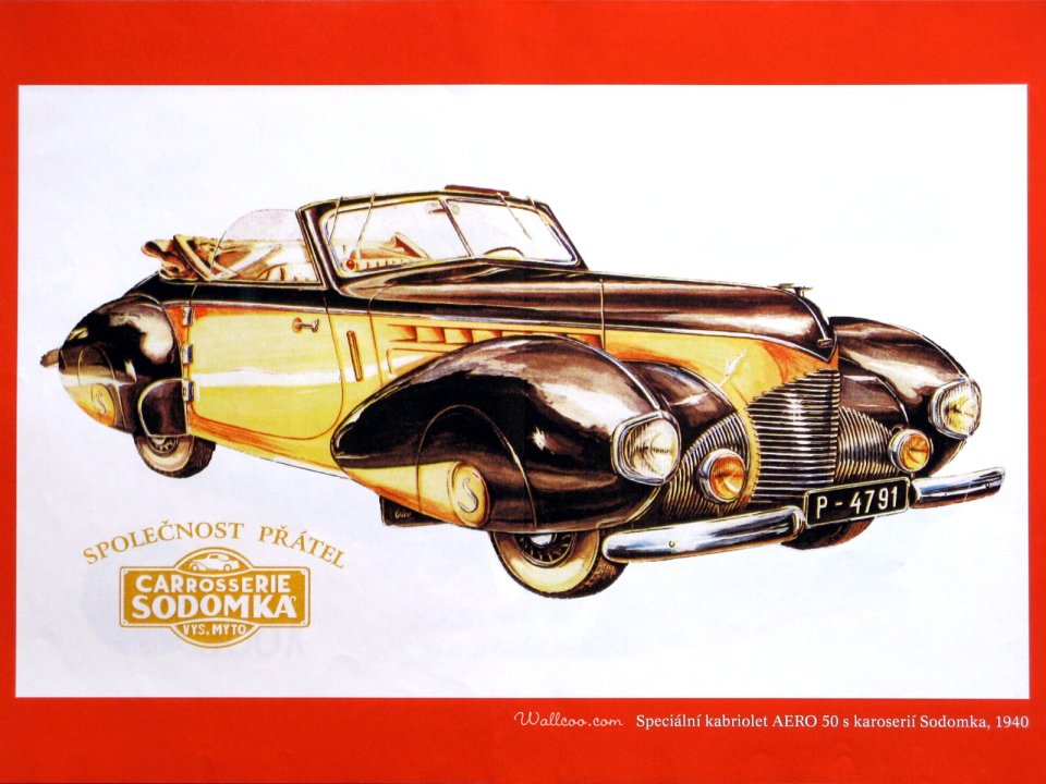 1940 Sodomka AERO 50 Classic Convertible Car Illustration