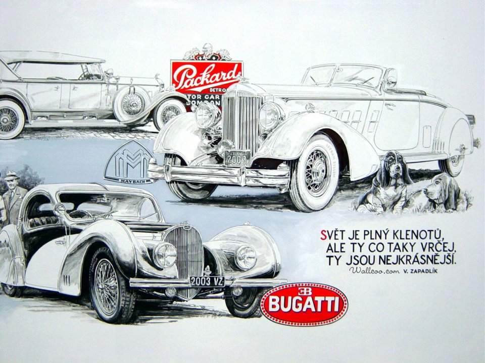 Vaclav Zapadlik Classic Vintage Luxury Cars Hand Drawn Illustration
