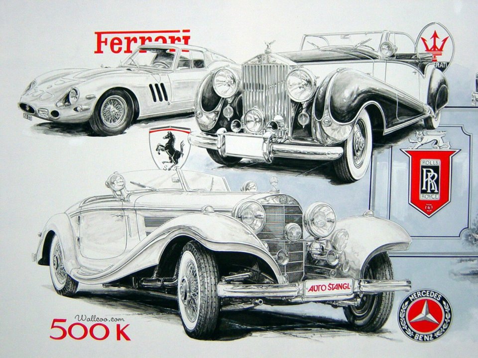 Vaclav Zapadlik 手绘经典名车 豪华老爷车素描作品