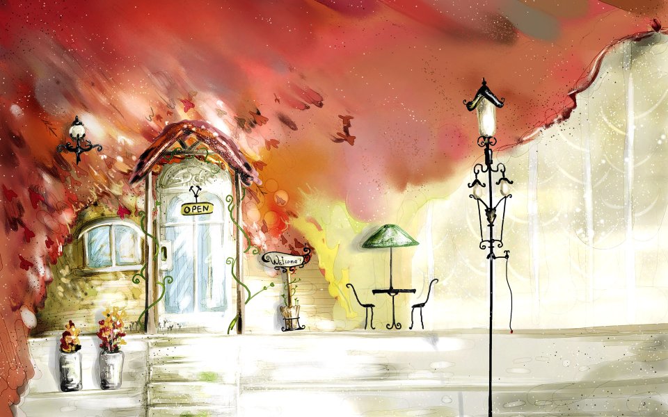 Cozy Autumn Cafe Illustration