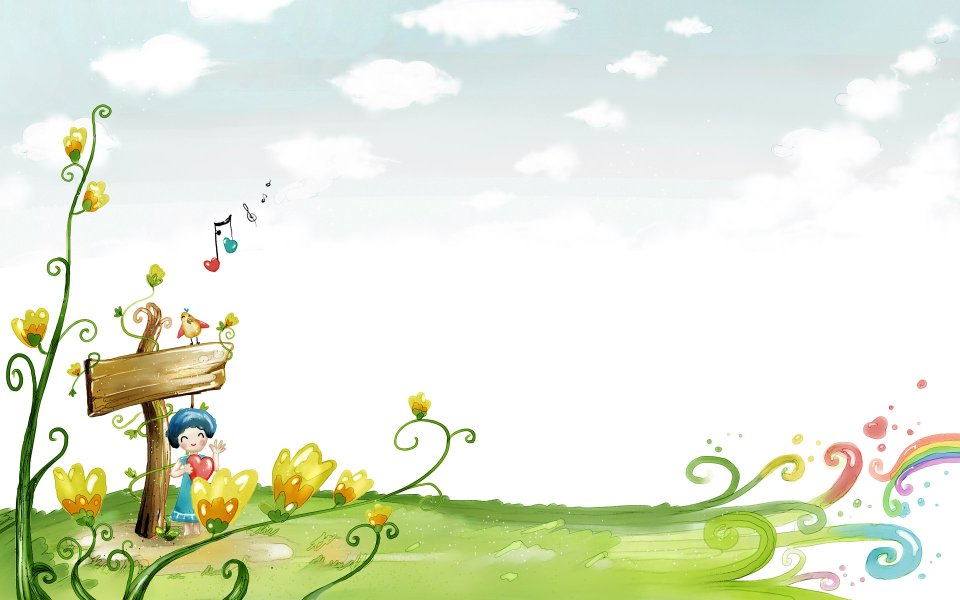 Spring Fairytale Girl And Floral Signpost Illustration