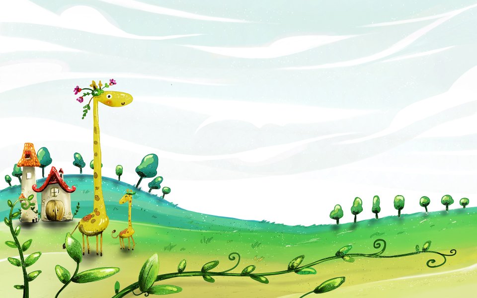 Spring Fairytale Giraffe And Forest Cottage