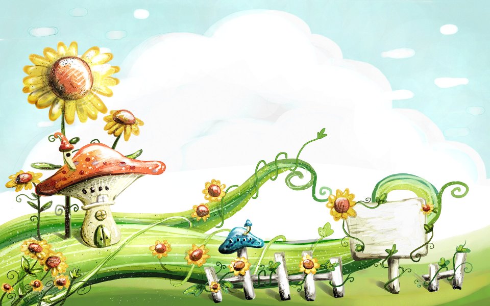 Fairytale Sunflower Mushroom House Illustration