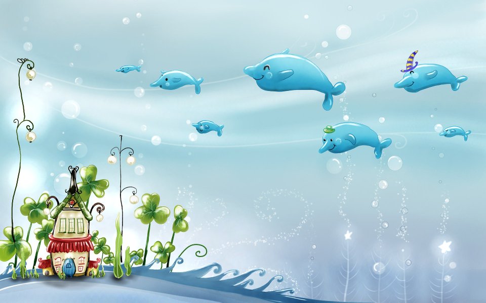 Dreamy Ocean Fairytale Dolphins And Clover House