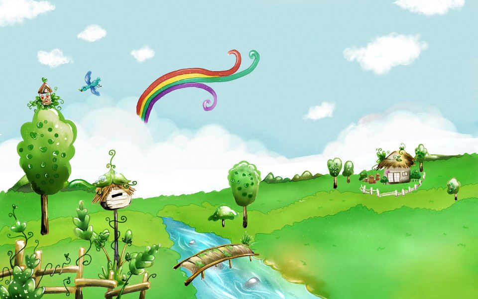 Fresh Fairytale Pastoral Vector Illustration
