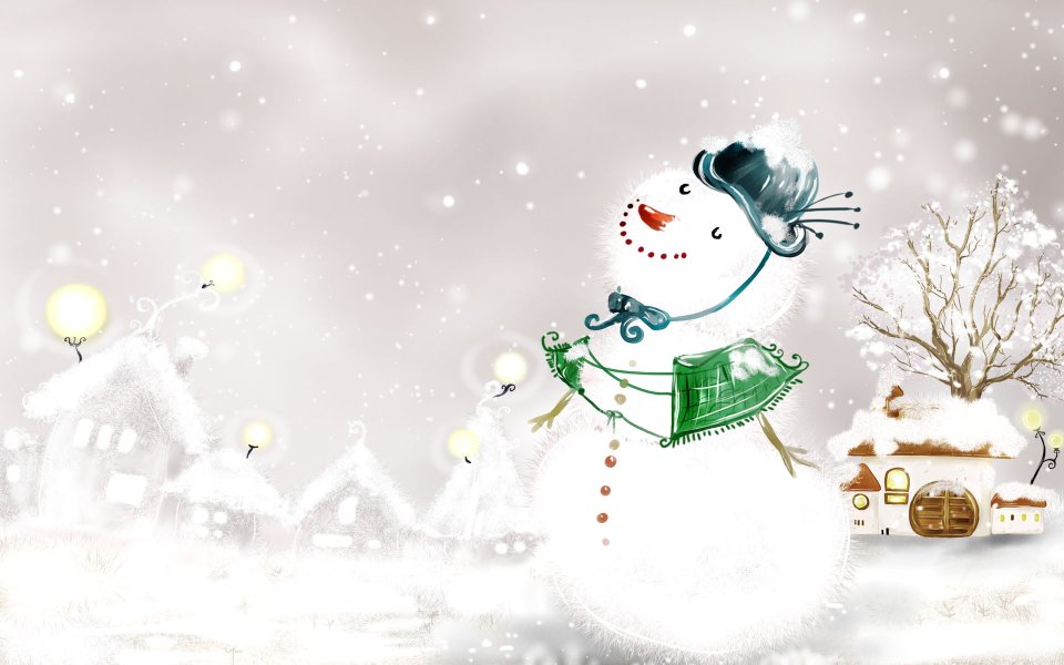 Winter Fairytale Snowman Illustration