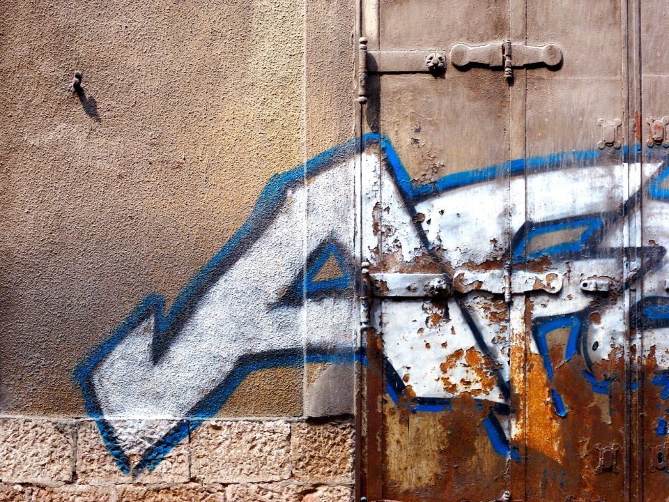 Sarajevo Old Rusty Iron Door Street Graffiti Closeup