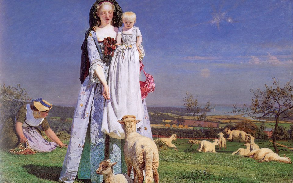 Ford Madox Brown The Pretty Baa Lambs Classical Oil Painting