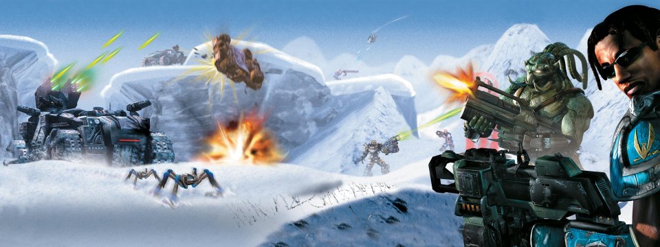虚幻竞技场 冰雪雪山战场对战双屏游戏壁纸