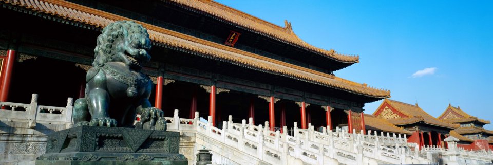 北京故宫太和门青铜狮皇家古建风光