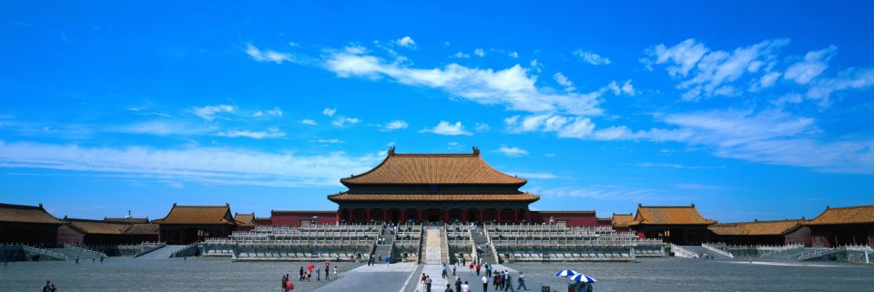 北京故宫太和殿晴天全景风光
