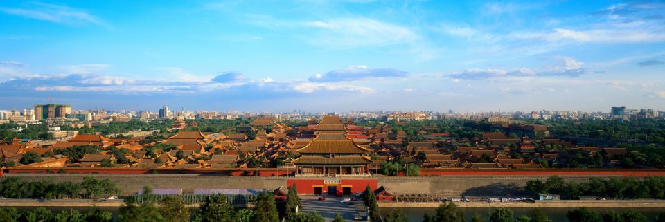 北京故宫紫禁城全景 晴朗白日古都风光