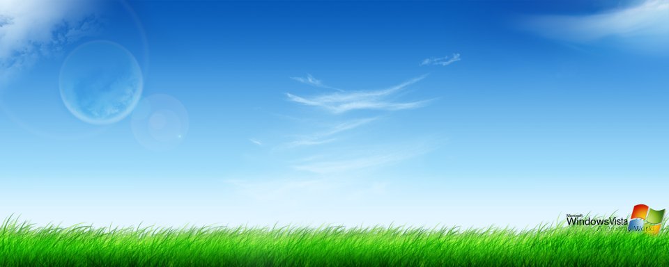微软Windows Vista经典蓝天白云草地桌面壁纸