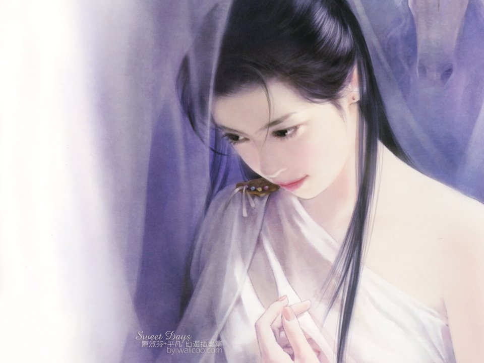 Chen Shufen Elegant Ancient Chinese Lady Watercolor Illustration