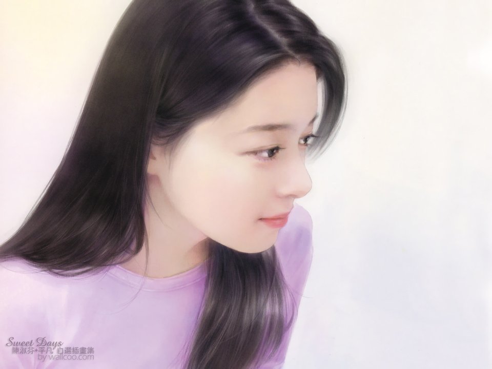陈淑芬 甜美长发少女侧颜插画 平凡自选插画集Sweet Days