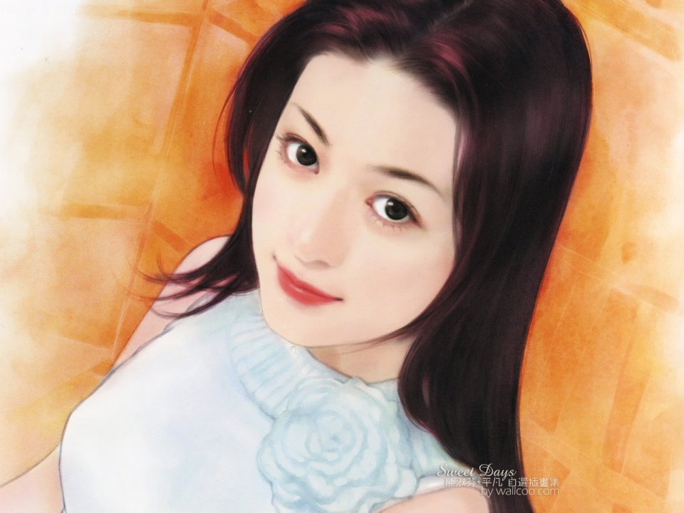 陈淑芬 Sweet Days 系列 甜美微笑少女水彩人像插画