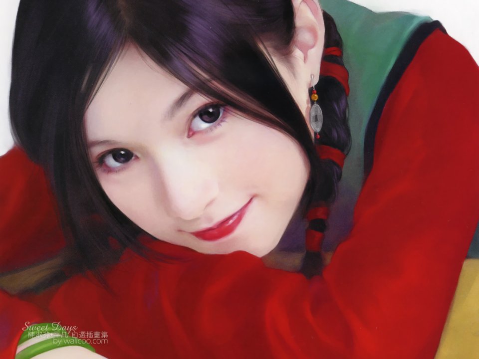 陈淑芬 甜美东方少女人像插画