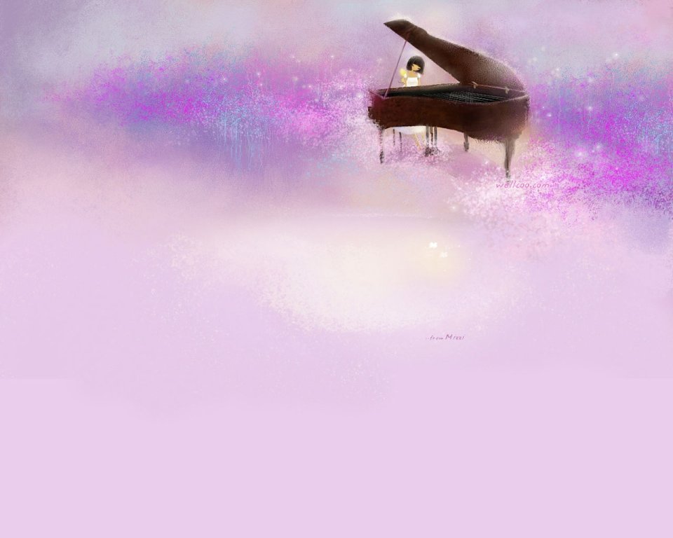 Girl Playing Piano In Dreamy Flower Field By Mizzi
