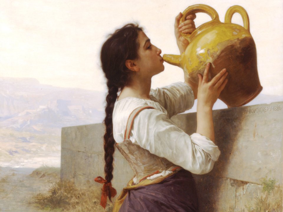 William Bouguereau La Soif Drinking Girl Oil Painting