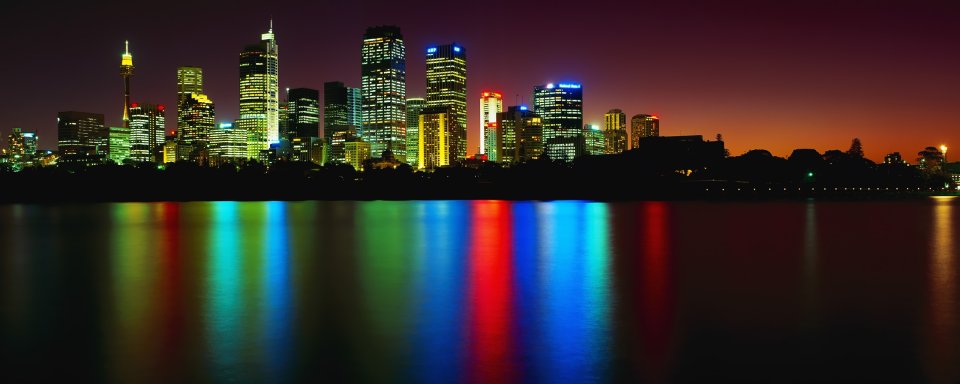 澳大利亚悉尼CBD城市夜景全景