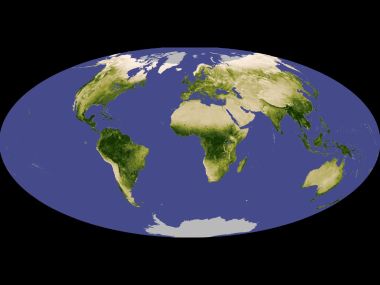 全球植被分布卫星遥感全景图