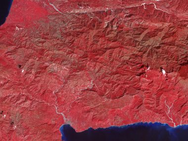 2010年海地红外遥感卫星航拍地貌全景图