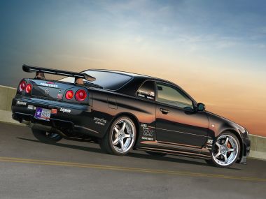 日产 Skyline GT-R R34 改装跑车矢量插画