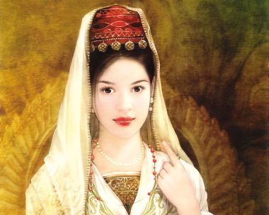 Dezhen Hand Painted Western Ethnic Ancient Beauty Portrait